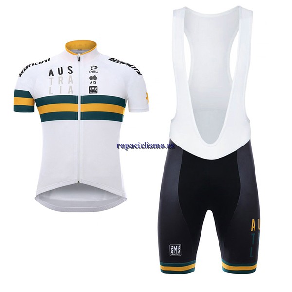 2017 Maillot Australia Tirantes Mangas Cortas bianco e amarillo